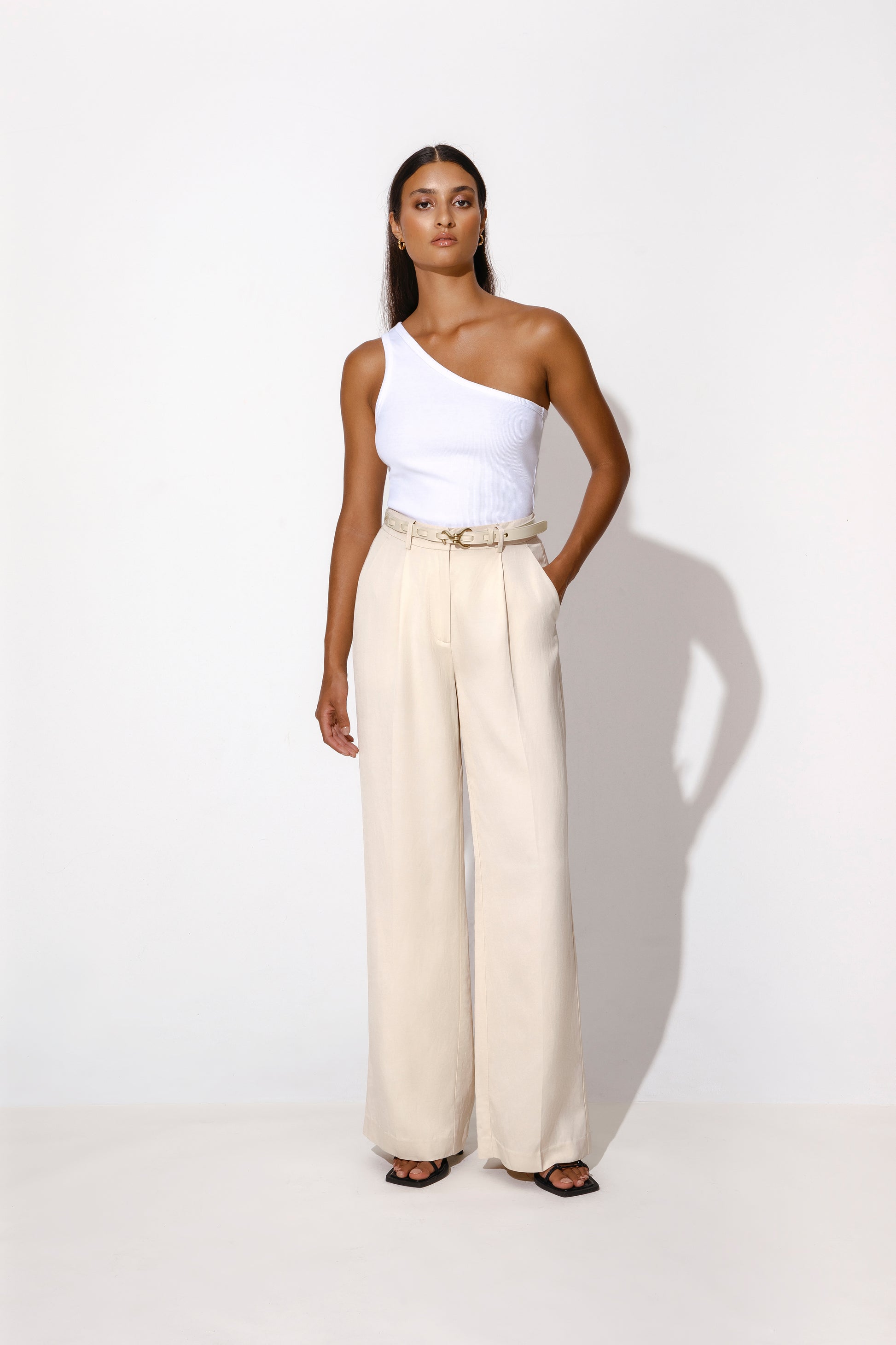 straight leg cream trouser 