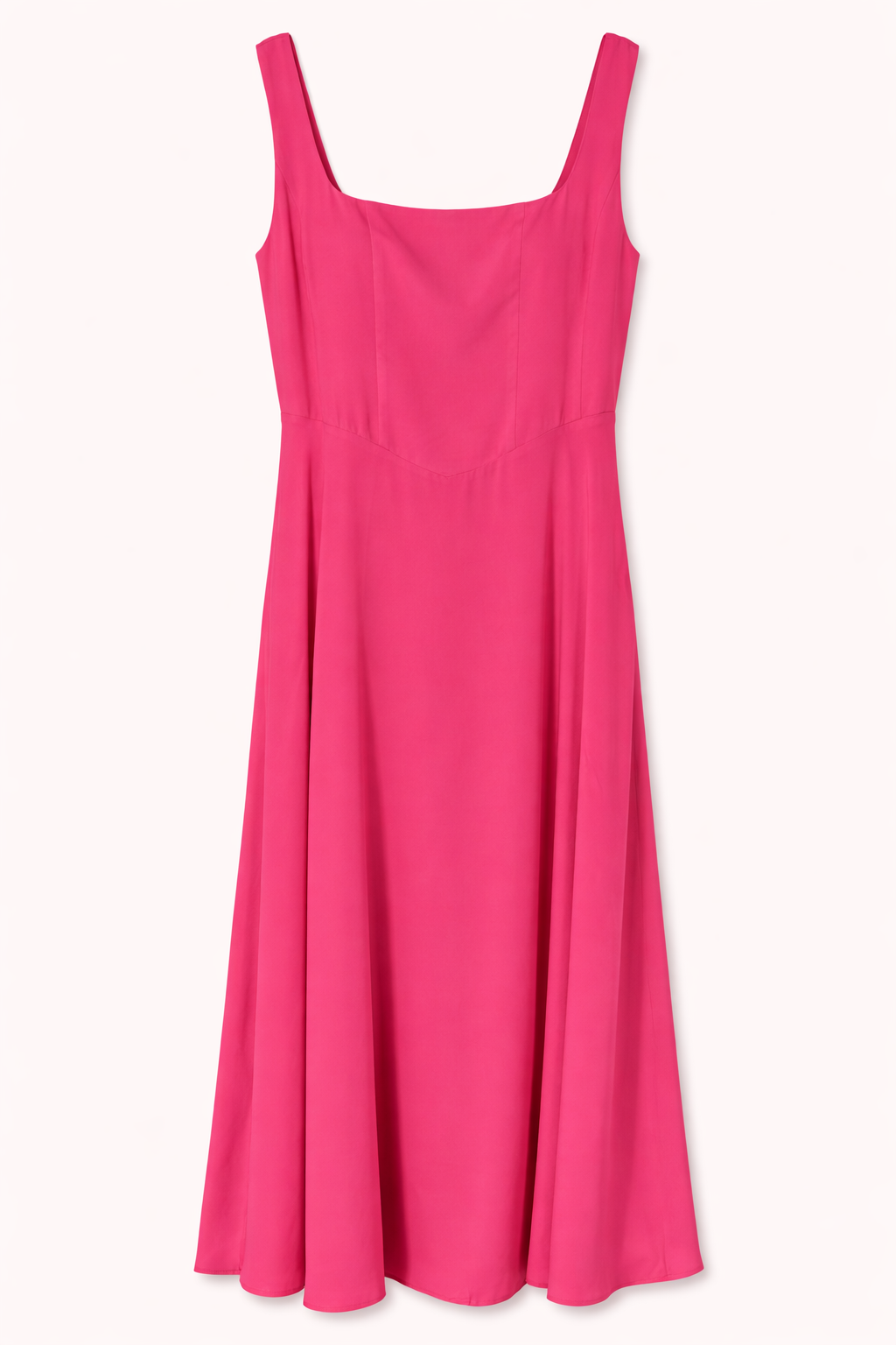 Pink dress with thin straps on a white background