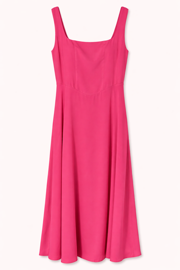 Pink dress with thin straps on a white background