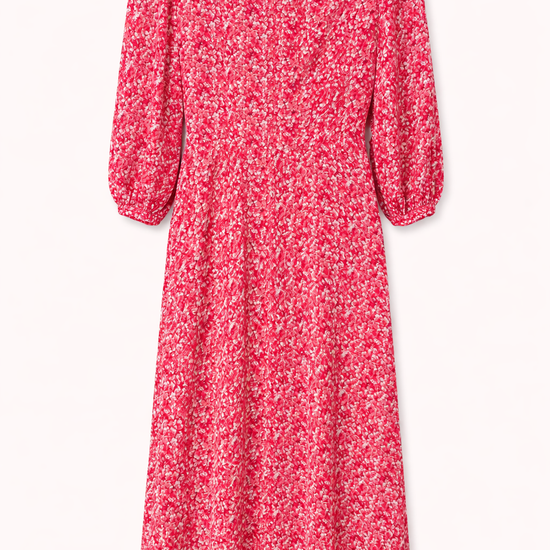 Pink floral dress on a white background