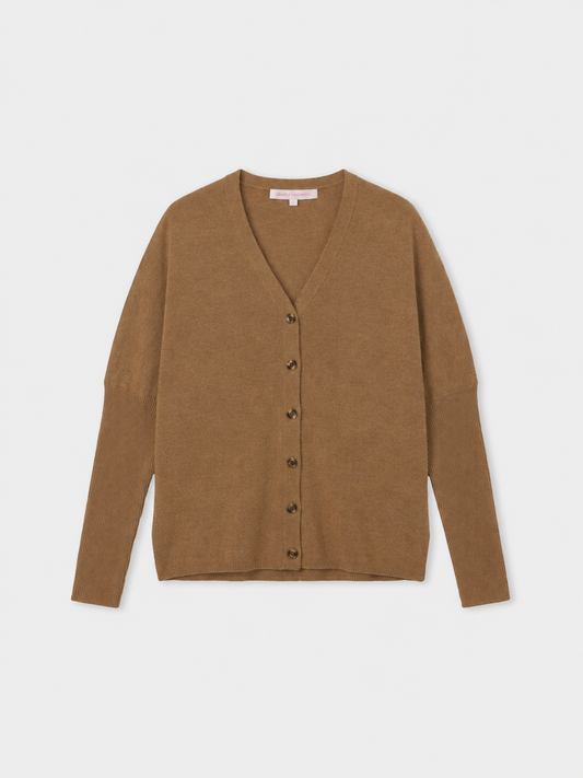 Camel V neck cashmere cardigan