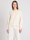 Cream cashmere round neck knit with long sleeves
