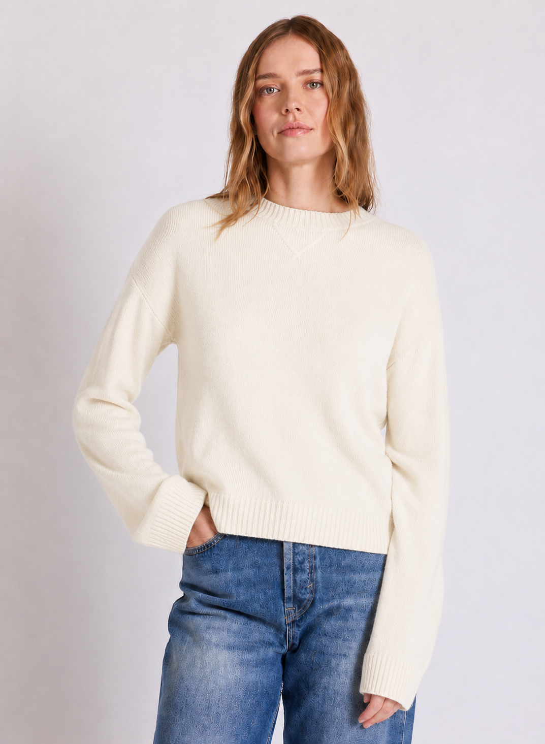 cream cashmere round neck knit 
