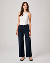 Dark wash denim with braided pocket detail