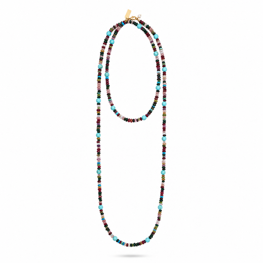 Long Beaded Necklace Turquoise
