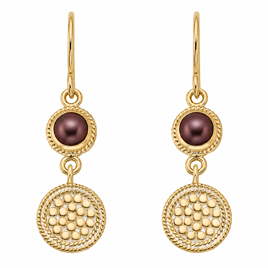 Blue Pearl Disc Drops Gold