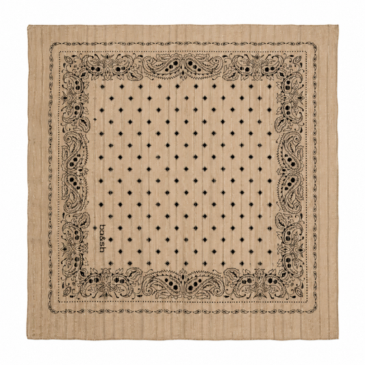 silk paisley print scarf flat lay