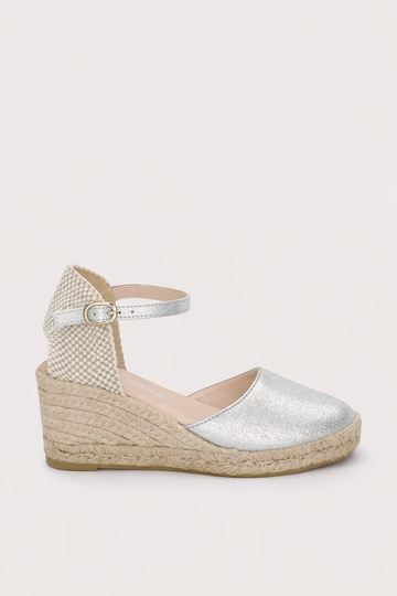silver espadrille on a light background