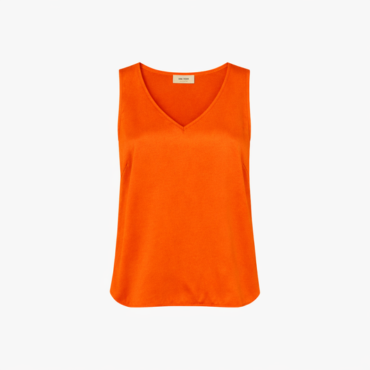 MMAstrid Silk V-Neck Top Spicy Orange