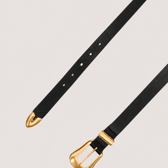 black leather belt with gold hard ware