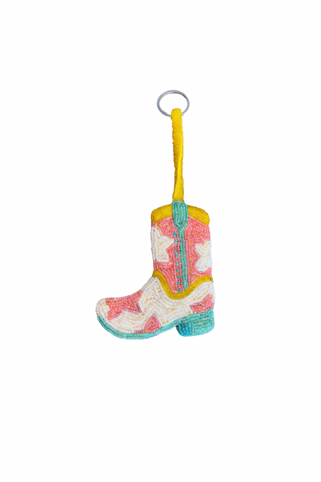 cowboy boot keyring on white background