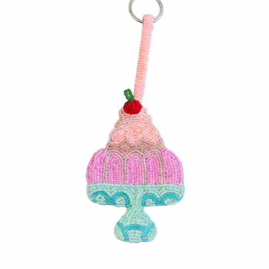 beaded jelly keyring on white background