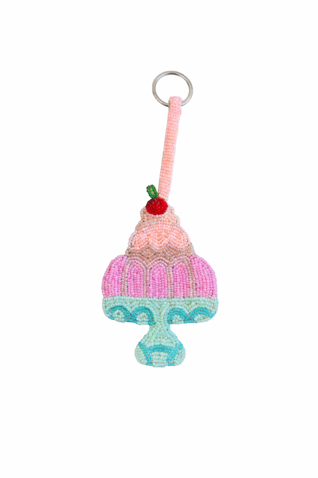 beaded jelly keyring on white background
