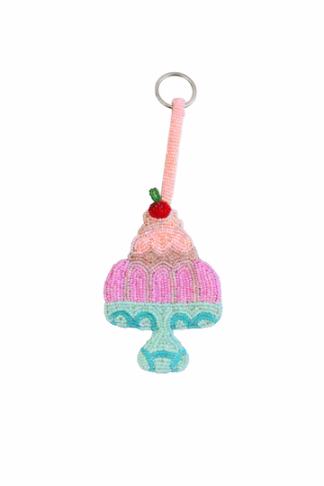 beaded jelly keyring on white background