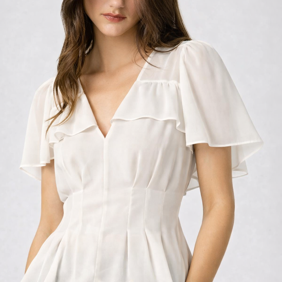 Short sleeve antique white blouse from Paige