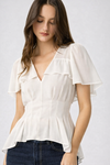 Short sleeve antique white blouse from Paige