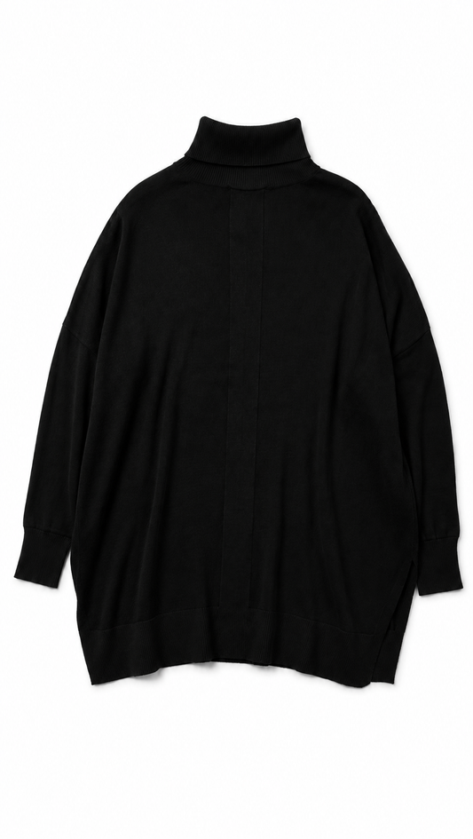 Black turtleneck wool knit on a white background