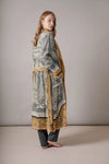 gold and grey antique inspired hand drawn robe  rear view 