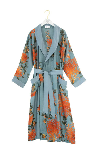 grey floral dressing gown