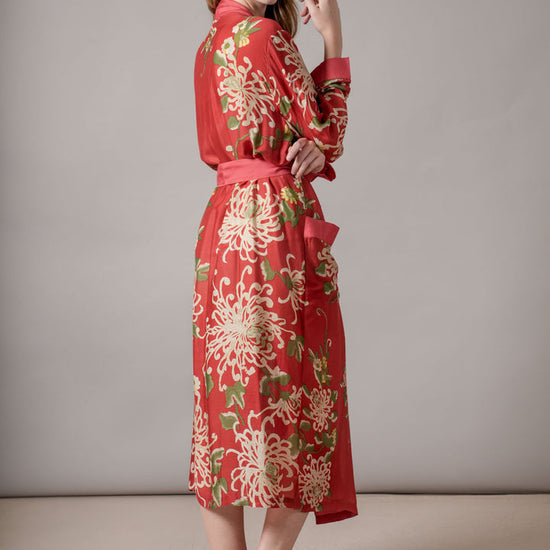 red floral dressing gown side view 