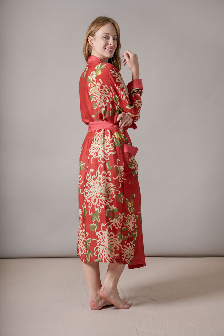 red floral dressing gown side view 