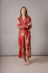 red floral dressing gown model shot 