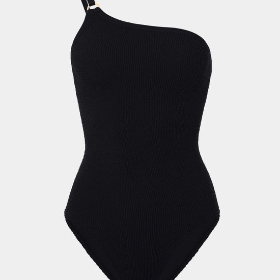 Black one shoulder swimsuit from HunzaG