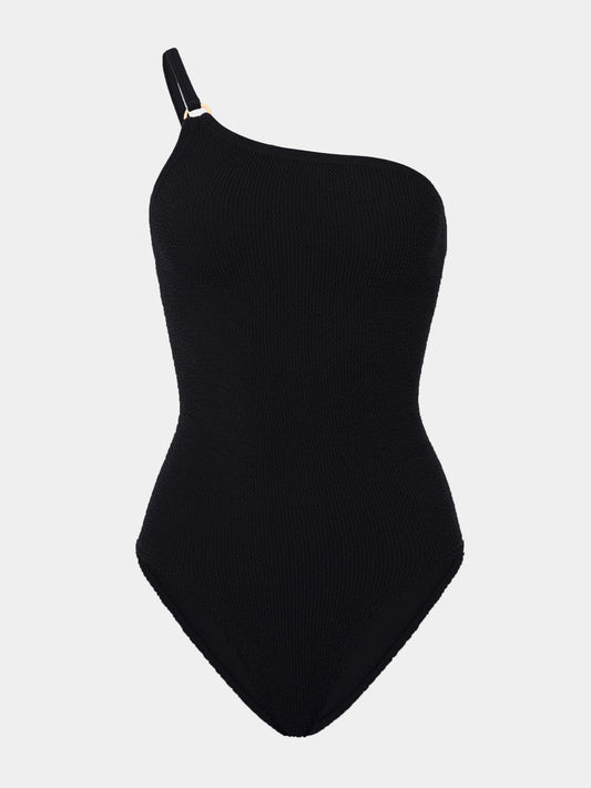 Black one shoulder swimsuit from HunzaG