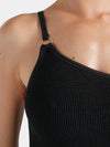Close up shoulder detail of swimsuit