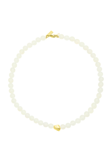 White opal beaded necklace with gold plated details from Talis Chains