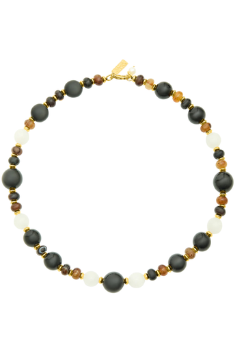 Deconstructed Beaded Necklace Black/Brown