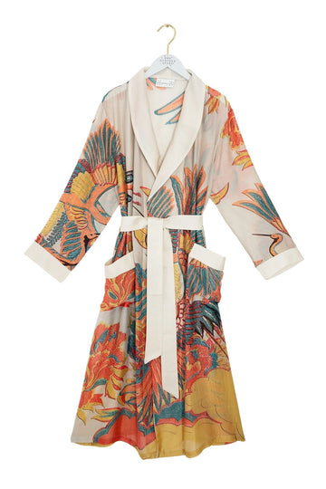 Colorful kimono-style robe with floral pattern on a white background from 100 stars