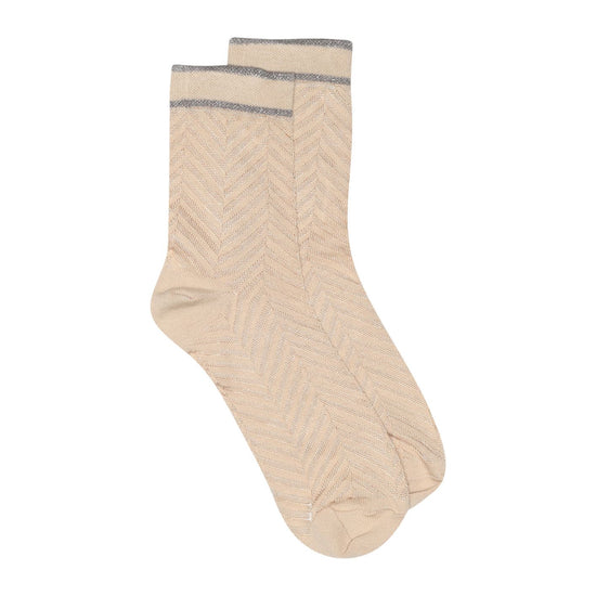 Kaila Short Sock Sand with pattern design and sparkle trim