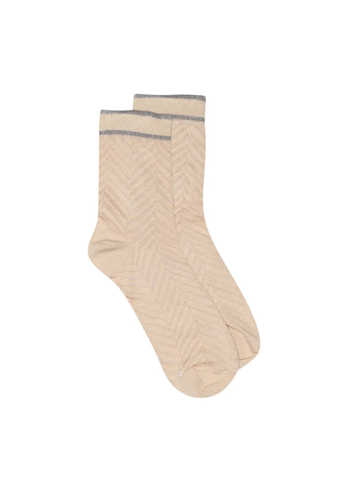 Kaila Short Sock Sand with pattern design and sparkle trim