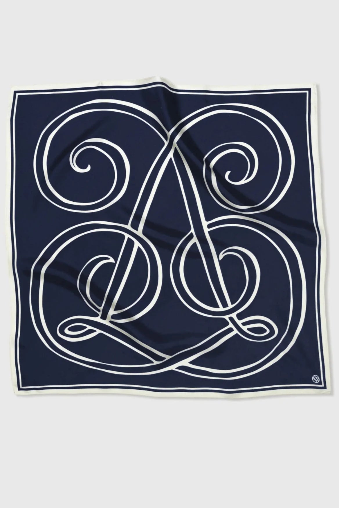 Navy and white silk square scarf from lescarf