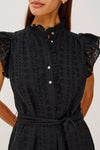 Black dress with floral pattern on a white background from rails