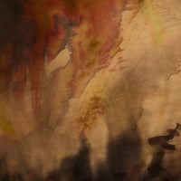 Abstract watercolor print on cotton silk mix with earthy tones