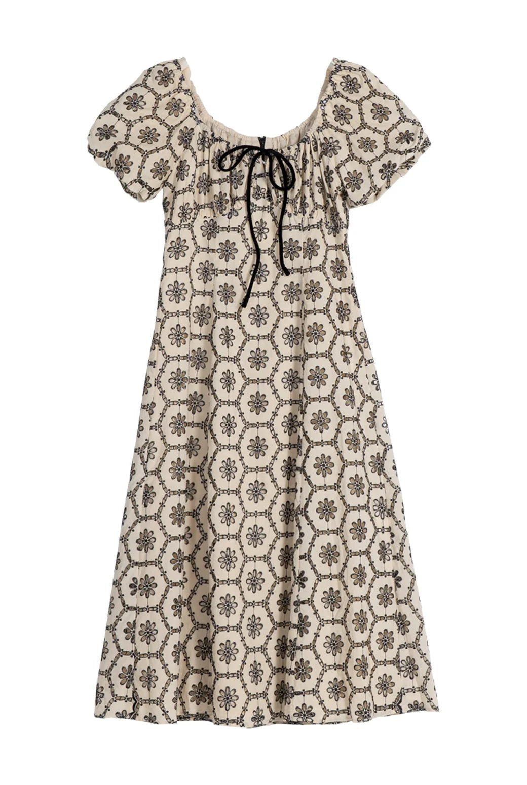 Long dress with floral pattern on a white background