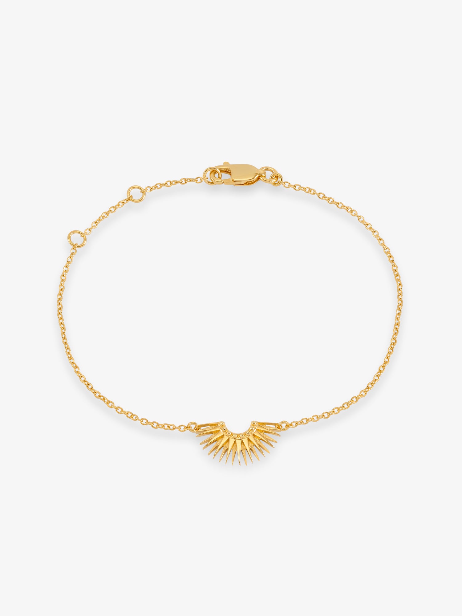 gold bracelet with rising sun in the centre with lobster clasp from rachel jackson 