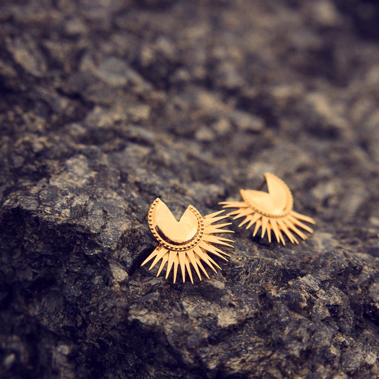gold circular spike stud earrings from rachel jackson 