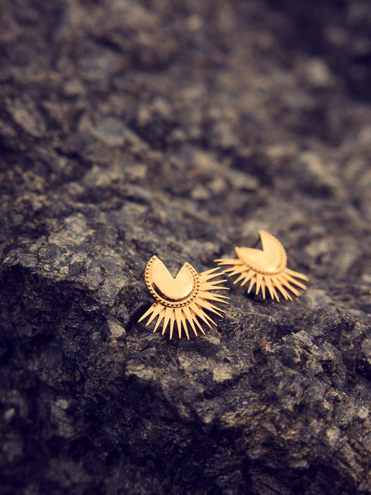 gold circular spike stud earrings from rachel jackson 