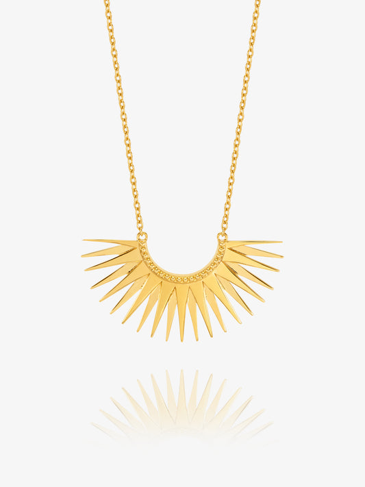 medium sized half sunshine with gold spikes on a delicate gold chain from rachel jackson