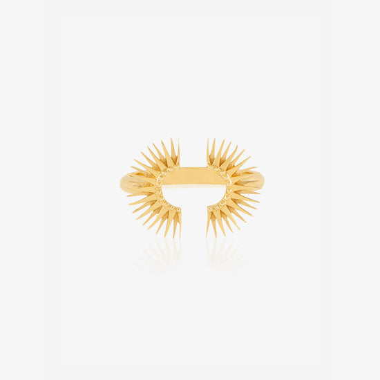 gold half sunshine ring with spikes from rachel jackson