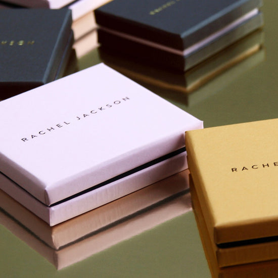 gold half sunshine ring with spikes from rachel jackson packaging