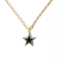 Gold belcher chain with diamond and black enamel star pendant