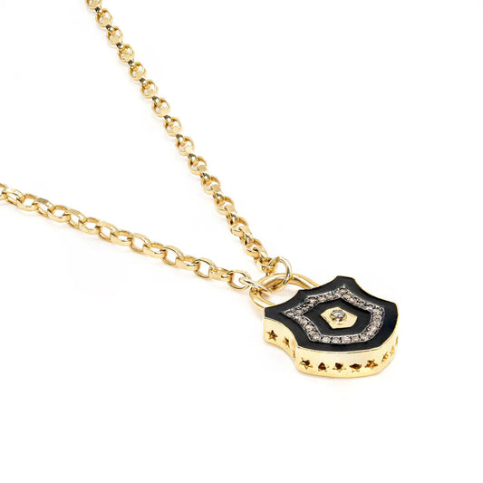 Diamond Mini Lock Necklace Gold