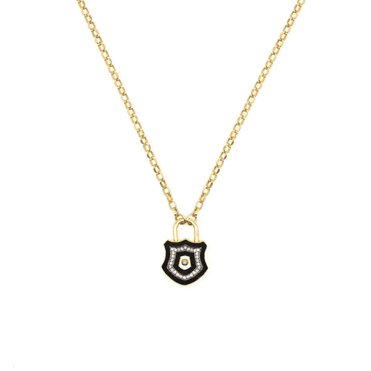 Diamond Mini Lock Necklace Gold