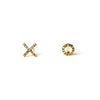 Kiss and hug 9 carot gold stud earrings with pave diamonds