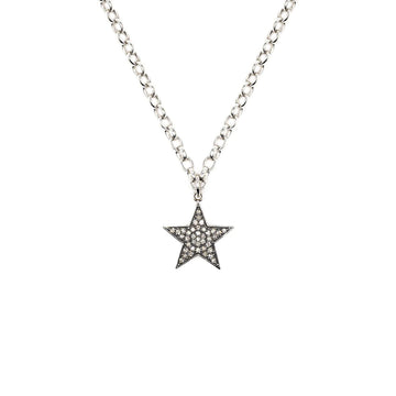 Silver diamond studded star necklace