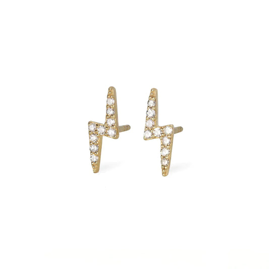 Diamond & Yellow Gold Lightening Bolt Studs